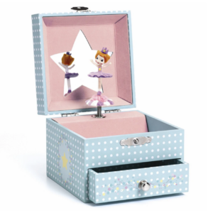 boîte à bijoux musicale avec ballerine bleu