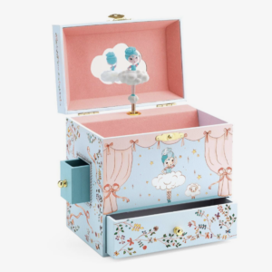 boîte à bijoux moyenne avec musique, ballerine bleu