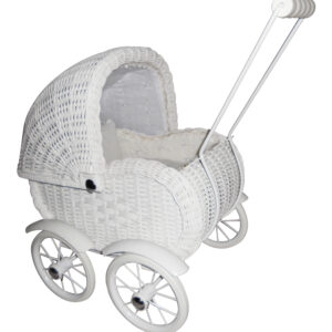 poussette de poupée en osier blanc